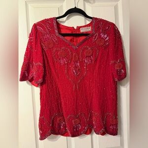 Creative touch Vintage red beaded top